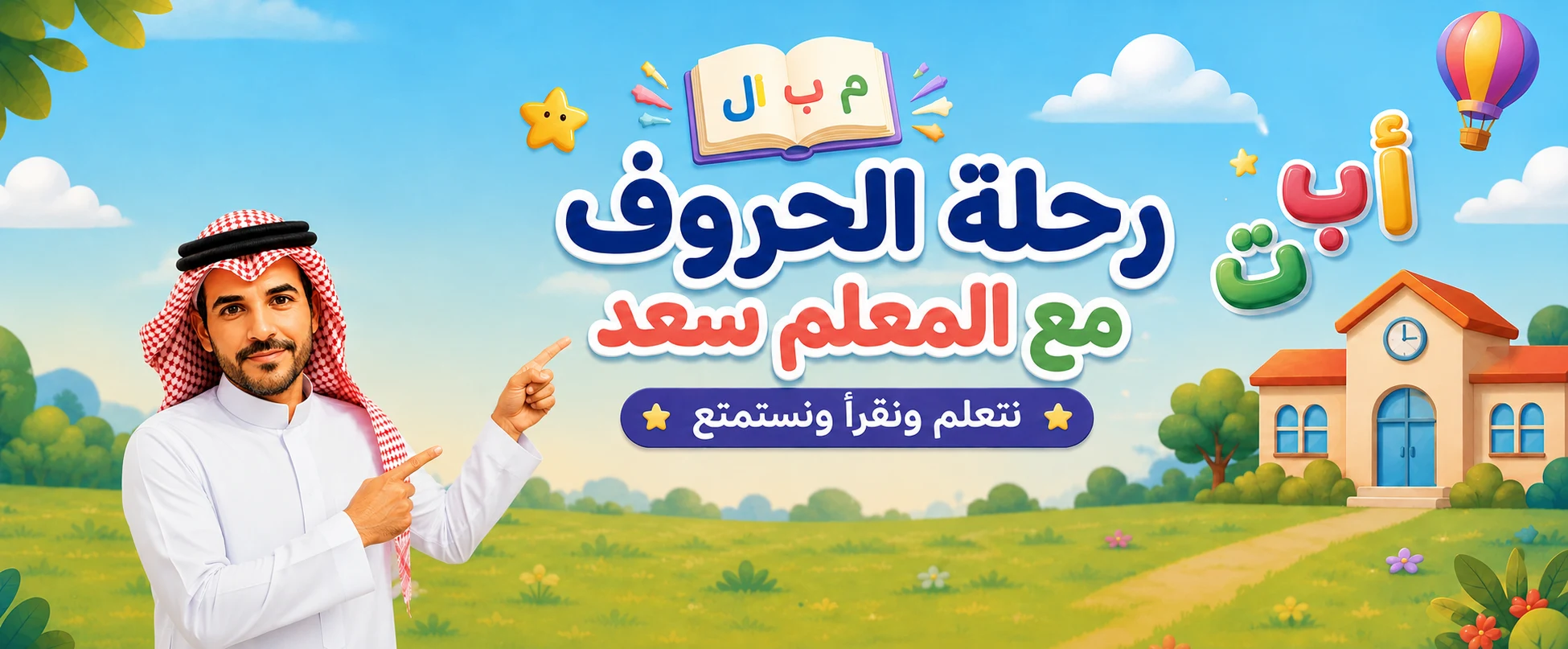 رحلة الحروف مع المعلم سعد — نتعلم ونقرأ ونستمتع